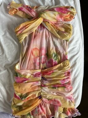 Peppermayo Yellow Pink Floral Mini Dress